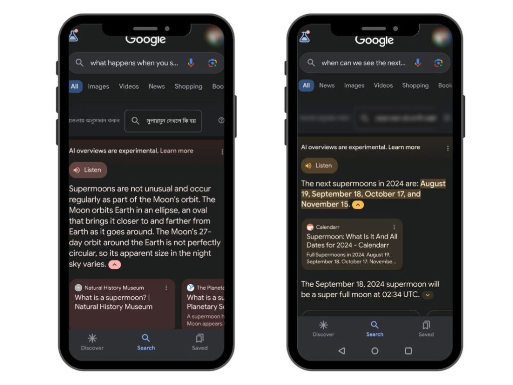 SGE-Supermoon excess search